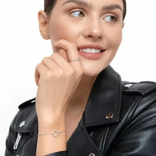 Leaf Jewelry Armkette Circle mit Diamanten, 18 K Weißgold Online Shopping