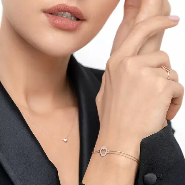 Leaf Jewelry Glücksbändchen Heart, 14 K Rosegold, Beige Preisnachlass