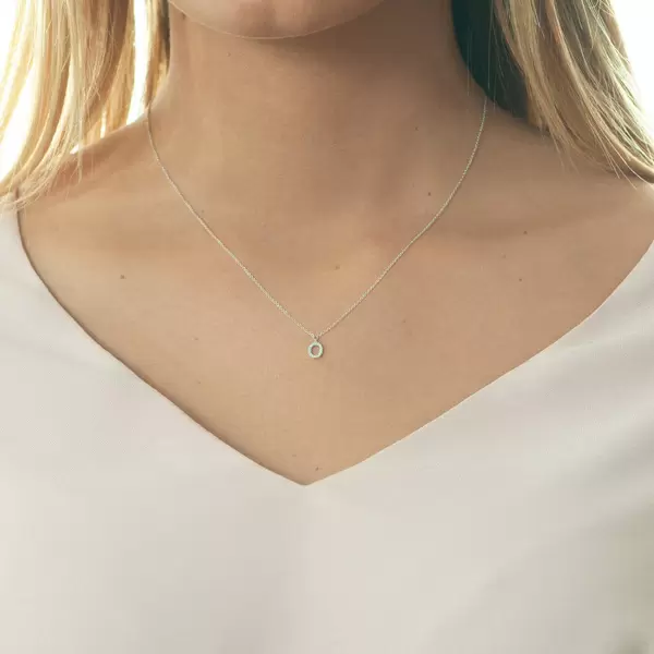 Leaf Jewelry Halskette Letter "O", 14 K Weißgold mit Diamanten Saisonschlussverkauf
