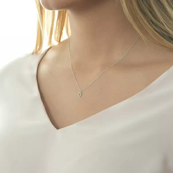 Leaf Jewelry Halskette Letter "O", 14 K Weißgold mit Diamanten Saisonschlussverkauf