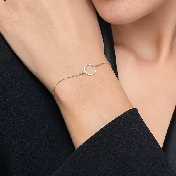 Leaf Jewelry Armkette Circle mit Diamanten, 18 K Roségold Osterangebot