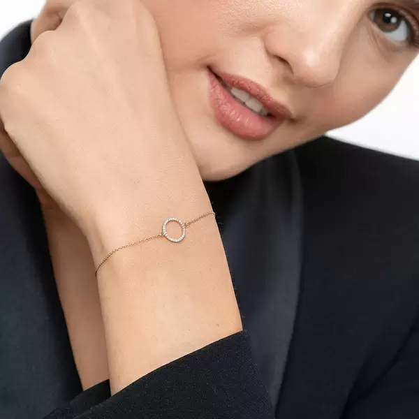 Leaf Jewelry Armkette Circle mit Diamanten, 18 K Roségold Osterangebot