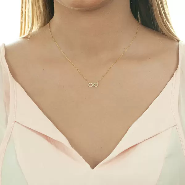 Leaf Jewelry Halskette Infinity mit Diamanten, 18 K Gelbgold Vatertagsangebot