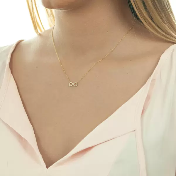 Leaf Jewelry Halskette Infinity mit Diamanten, 18 K Gelbgold Vatertagsangebot