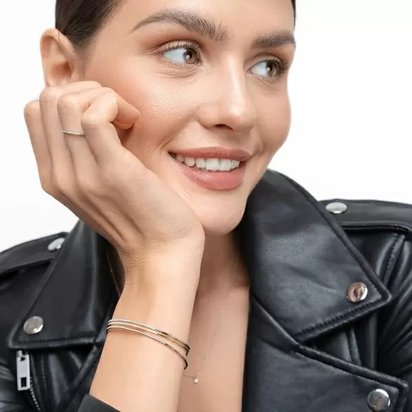 Leaf Jewelry Armreif Circle mit Diamanten, 18 K Rosegold Valentinstagsangebot