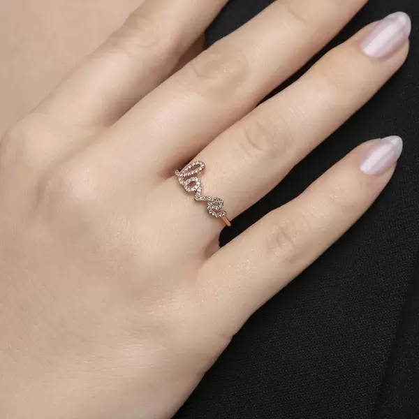 Leaf Jewelry Ring Love 18K Roségold mit Diamanten Neueste Mode