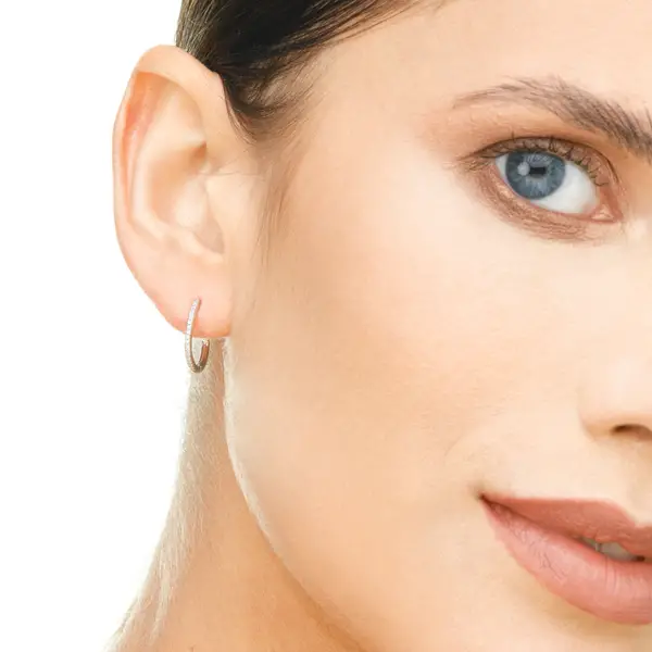 Leaf Jewelry Creole Oval S mit Diamanten, 18 Weißgold Online Outlet