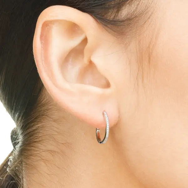 Leaf Jewelry Creole Oval S mit Diamanten, 18 Weißgold Online Outlet