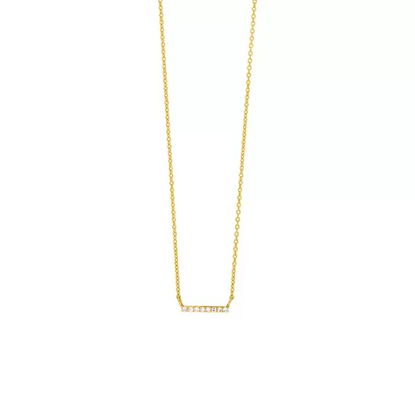 Leaf Jewelry Halskette Horizontal Bar, Diamant, 14 K Gelbgold Zeitlich begrenztes Angebot