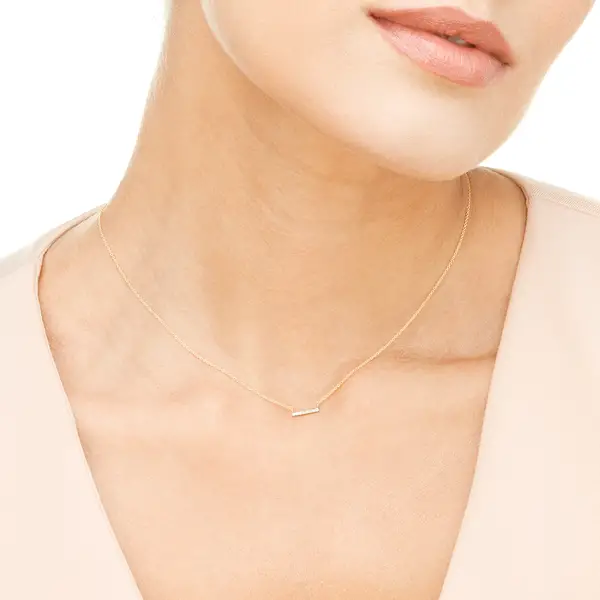 Leaf Jewelry Halskette Horizontal Bar, Diamant, 14 K Gelbgold Zeitlich begrenztes Angebot