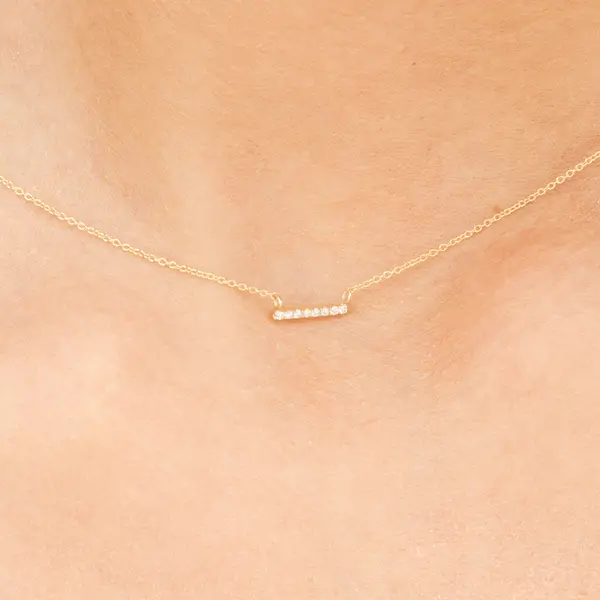 Leaf Jewelry Halskette Horizontal Bar, Diamant, 14 K Gelbgold Zeitlich begrenztes Angebot