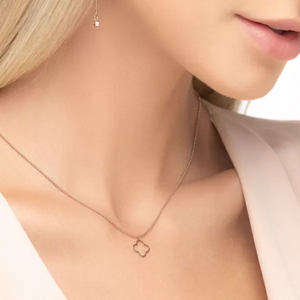 Leaf Jewelry Halskette GENTLE CLOVER, 14 K Rosegold Saisonale Angebote