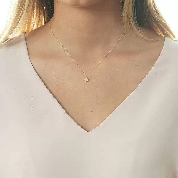 Leaf Jewelry Halskette Stern mit Diamanten, 18 K Gelbgold Sonderangebote