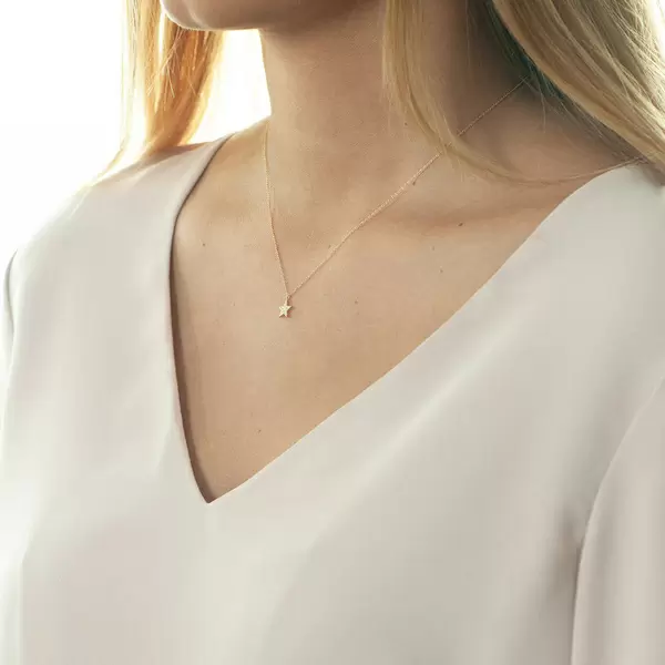 Leaf Jewelry Halskette Stern mit Diamanten, 18 K Gelbgold Sonderangebote