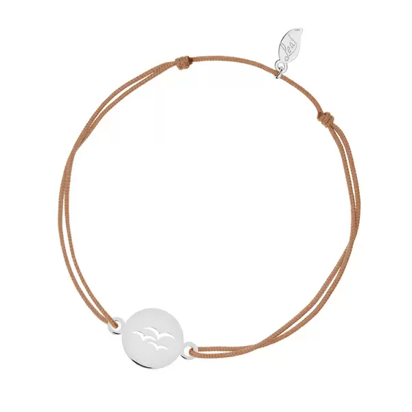 Leaf Jewelry Glücksbändchen Birds, 14 K Weißgold, Beige Tiefpreis
