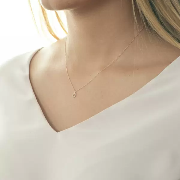 Leaf Jewelry Halskette Letter "O", 14 K Rosegold mit Diamanten Wochenangebot