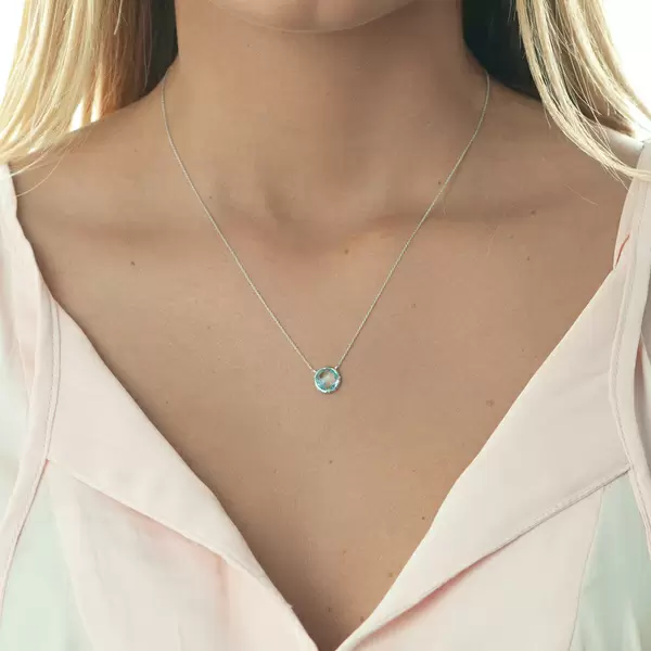 Leaf Jewelry Halskette Blauer Topas, 14 K Weißgold Kostenlose Rückgabe