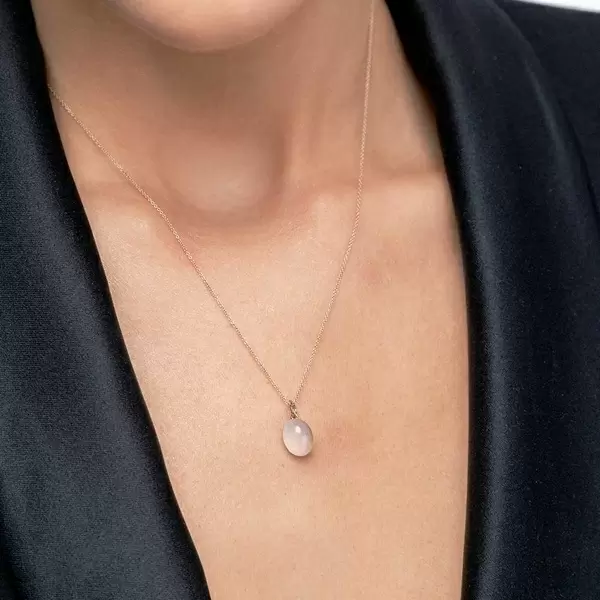 Leaf Jewelry Halskette Cabochon II, 14 K Rosegold, Rosenquarz JETZT KAUFEN
