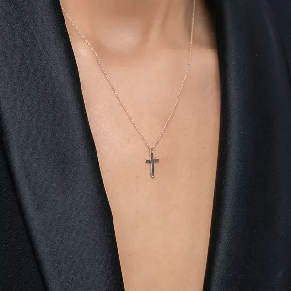 Leaf Jewelry Halskette Kreuz, 14 K Rosegold Letzte 2 Tage
