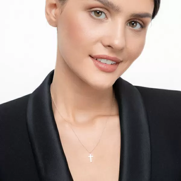 Leaf Jewelry Halskette Kreuz, 14 K Rosegold Letzte 2 Tage