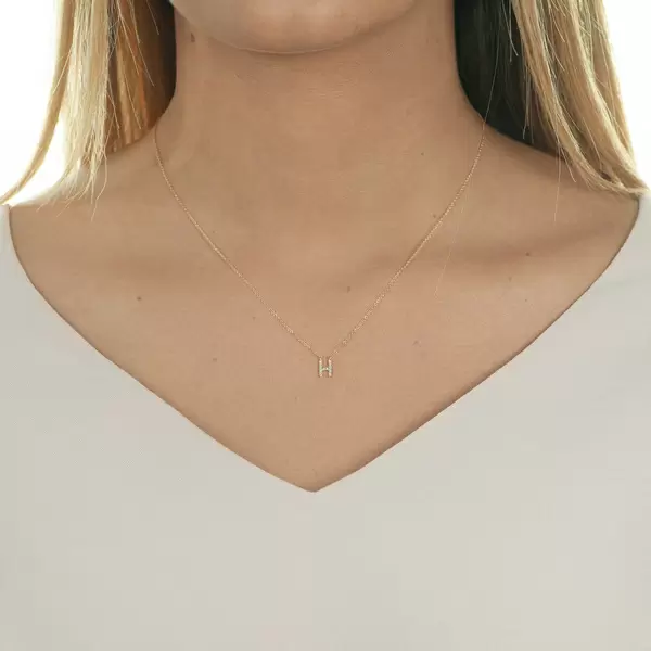 Leaf Jewelry Halskette Letter "H", 14 K Rosegold mit Diamanten Bis zu 50% Rabatt