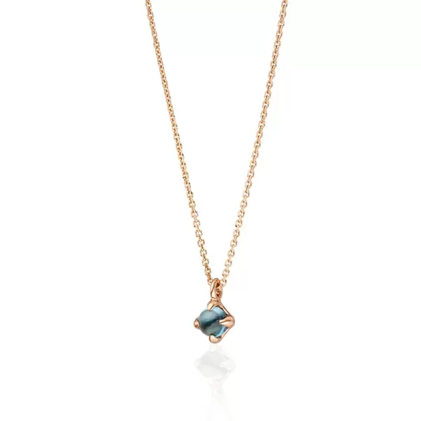 Leaf Jewelry Halskette Cabochon, Blauer Topas, 14 K Roségold Bis zu 60% Rabatt