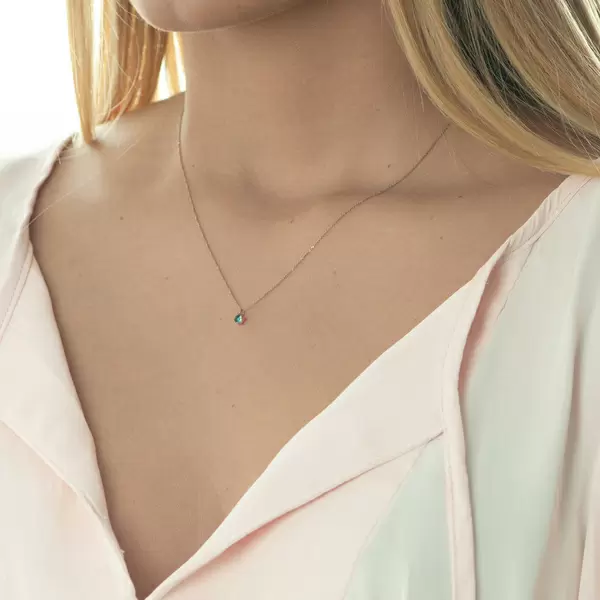 Leaf Jewelry Halskette Cabochon, Blauer Topas, 14 K Roségold Bis zu 60% Rabatt