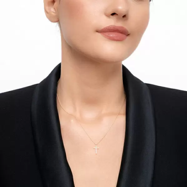 Leaf Jewelry Halskette Kreuz mit Diamanten, 18 K Gelbgold Nur für heute