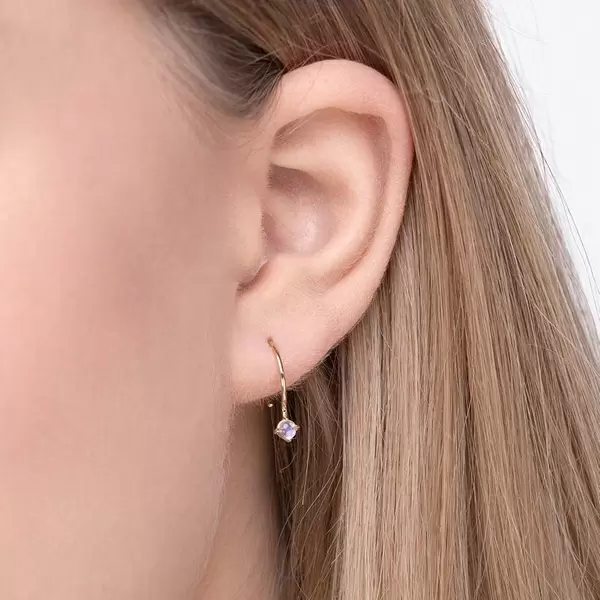Leaf Jewelry Ohrringe Cabochon, Mondstein, 14 K Gelbgold Discount Store für neue Produkte