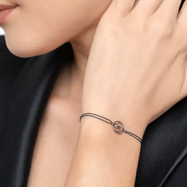 Leaf Jewelry Glücksbändchen Clover, 14 K Rosegold, Schwarz Riesige Rabatte