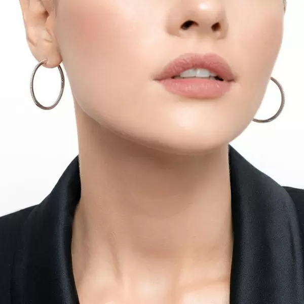 Leaf Jewelry Creole Circle M mit Diamanten, 30mm, 18 K Weißgold Black Friday Preise