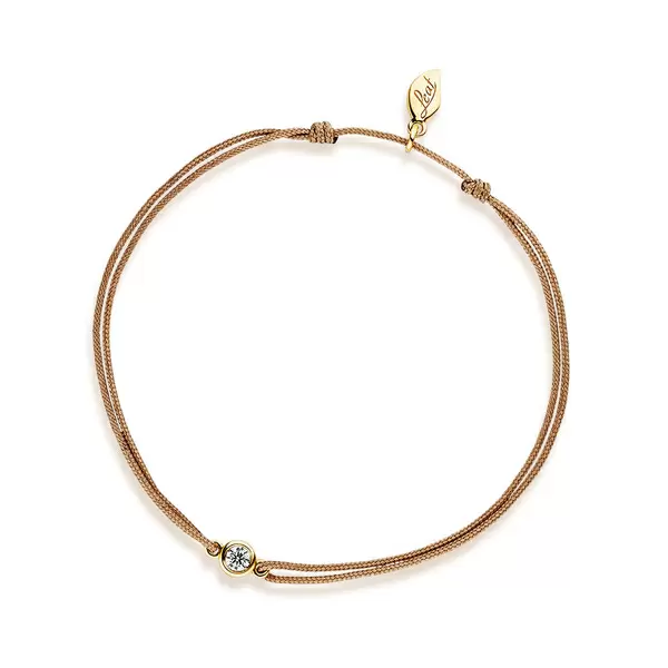 Leaf Jewelry Glücksbändchen "my first diamond", 14K Gelbgold, Beige Rabatte dieses Monats