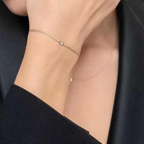 Leaf Jewelry Glücksbändchen "my first diamond", 14K Gelbgold, Beige Rabatte dieses Monats