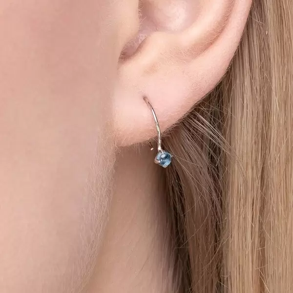 Leaf Jewelry Ohrringe Cabochon, Blaue Topas, 14 K Weißgold Online
