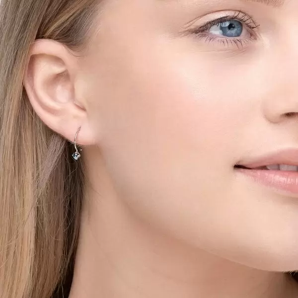 Leaf Jewelry Ohrringe Cabochon, Blaue Topas, 14 K Weißgold Online