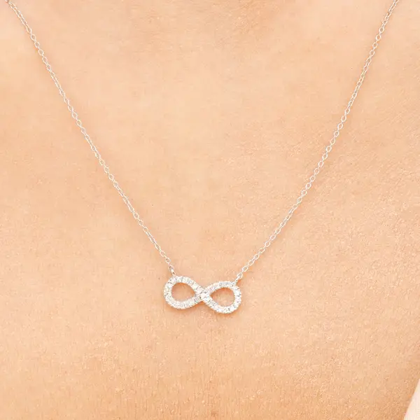 Leaf Jewelry Halskette Infinity mit Diamanten, 18 K Weissgold Outlet