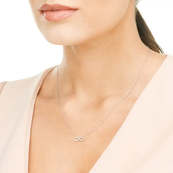 Leaf Jewelry Halskette Infinity mit Diamanten, 18 K Weissgold Outlet