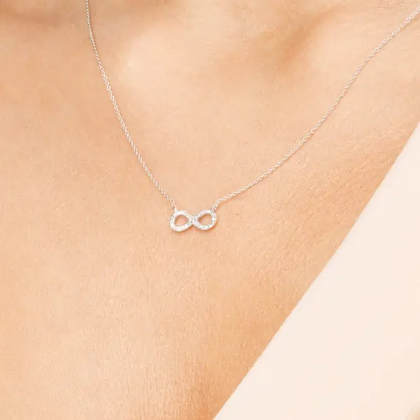 Leaf Jewelry Halskette Infinity mit Diamanten, 18 K Weissgold Outlet