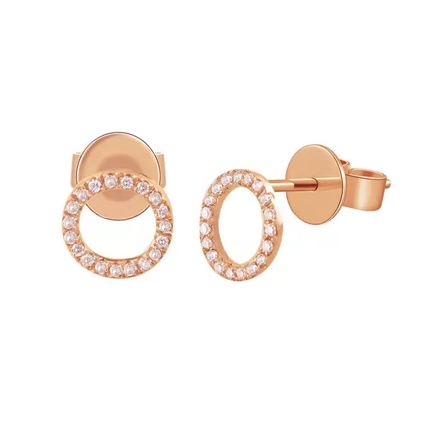 Leaf Jewelry Ohrringe Circle mit Diamanten, 18 K Rosegold Auslauf