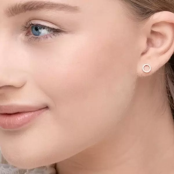Leaf Jewelry Ohrringe Circle mit Diamanten, 18 K Rosegold Auslauf