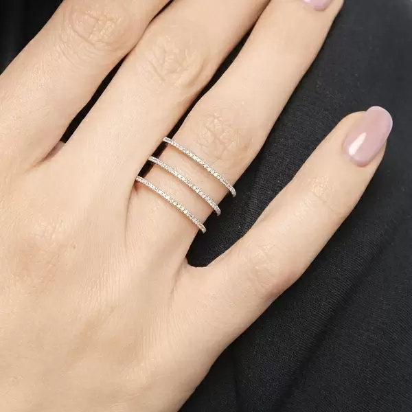 Leaf Jewelry Ring Triple mit Diamanten, 18K Gelbgold Verkauf