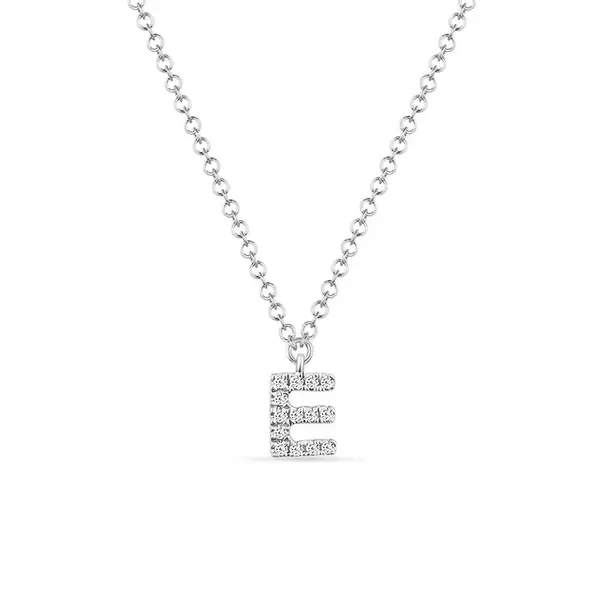 Leaf Jewelry Halskette Letter "E", 14 K Weißgold mit Diamanten Angebote