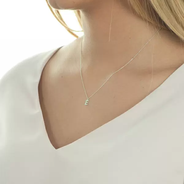 Leaf Jewelry Halskette Letter "E", 14 K Weißgold mit Diamanten Angebote
