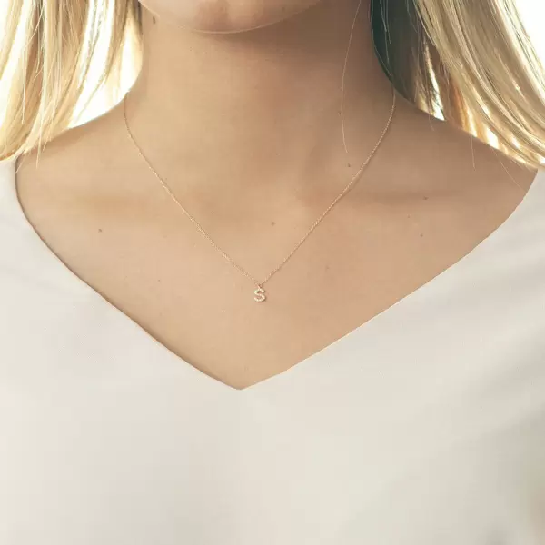 Leaf Jewelry Halskette Letter "S", 14 K Rosegold mit Diamanten Fabrikverkauf