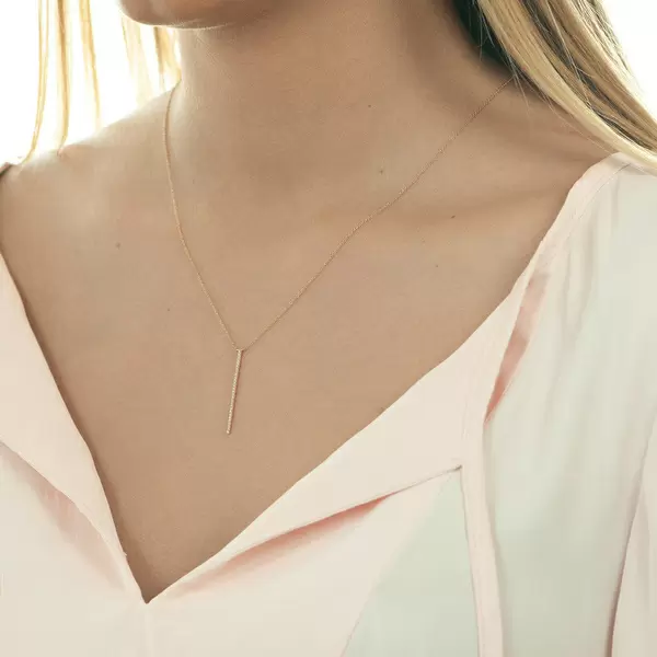 Leaf Jewelry Halskette Bar Diamanten, 18 K Rosegold Kostenloser Versand