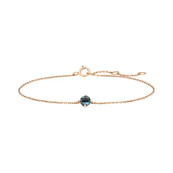 Leaf Jewelry Armkette Cabochon, Blue Topaz, 14 K Rosegold Fabrikpreis