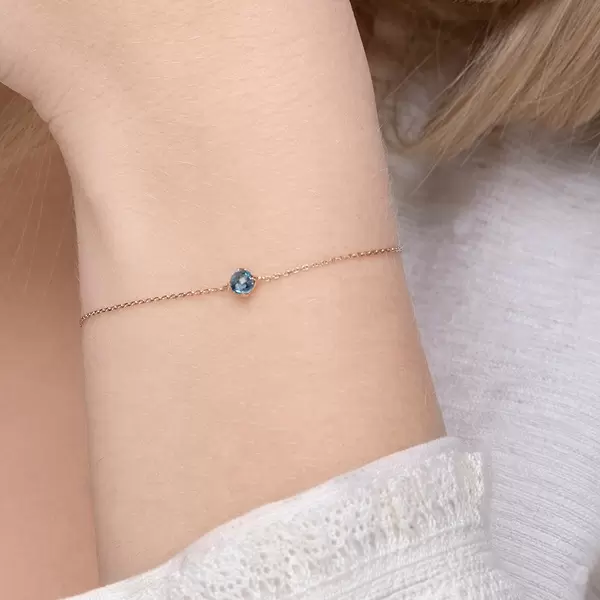 Leaf Jewelry Armkette Cabochon, Blue Topaz, 14 K Rosegold Fabrikpreis