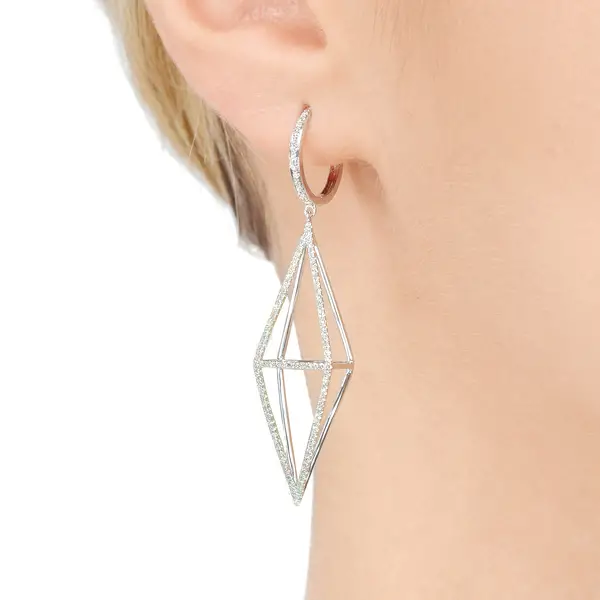 Leaf Jewelry Ohrringe Trapez mit Diamanten, 18 K Rosegold Günstig kaufen