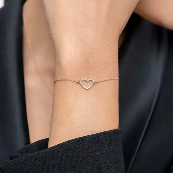 Leaf Jewelry Armkette Heart mit Diamanten, 18 K Roségold Versandkostenfrei