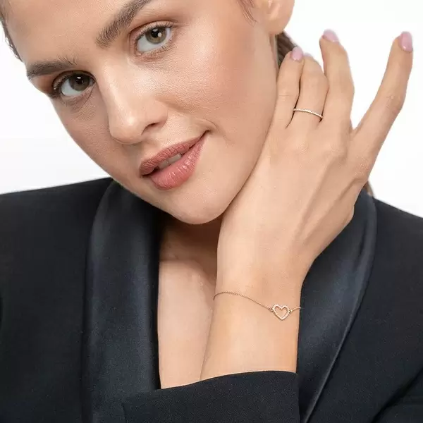 Leaf Jewelry Armkette Heart mit Diamanten, 18 K Roségold Versandkostenfrei